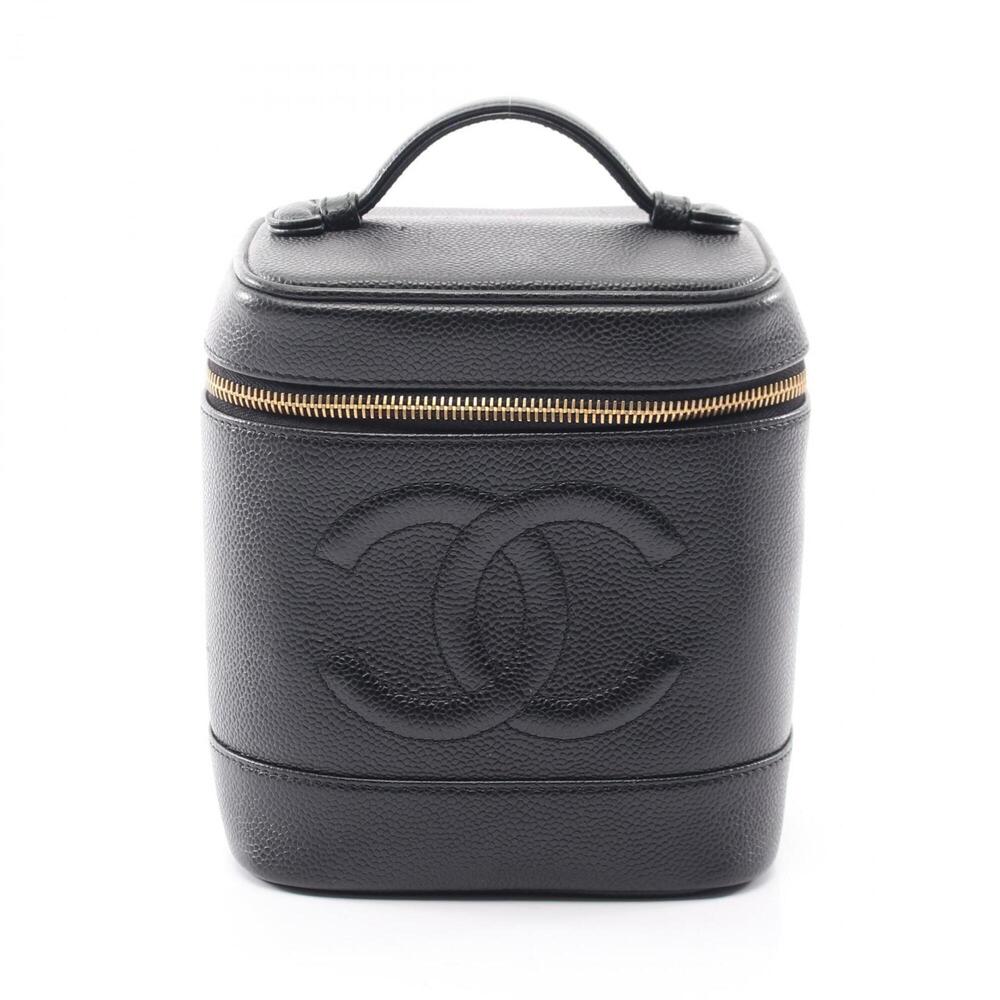 Chanel Coco Mark Handbag, Caviar Leather (Grained Calfskin), Women's, Black, ...